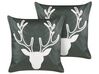 Set of 2 Velvet Cushions Reindeer Motif 45 x 45 cm Green BICOCCA_882650