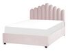 Polsterbett Samtstoff pastellrosa mit Bettkasten hochklappbar 140 x 200 cm VINCENNES_837322