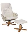Faux Leather Heated Massage Chair with Footrest Beige RELAXPRO_710677