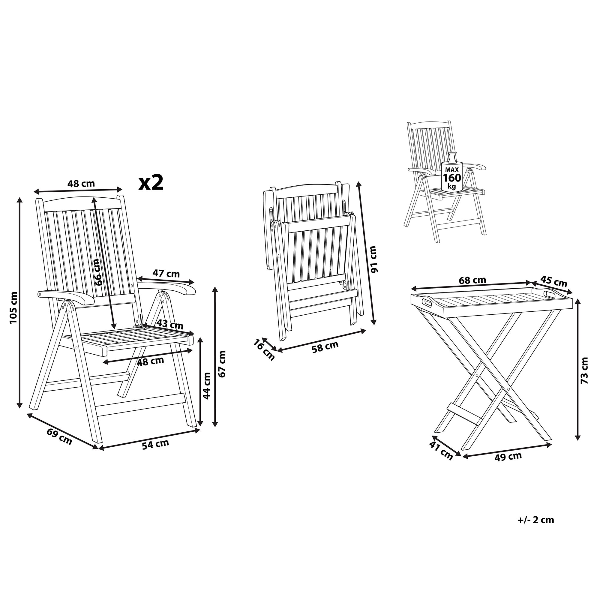 Zestaw mebli balkonowych drewniany jasny JAVA