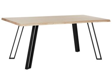 Mesa de comedor madera clara/negro 180 x 90 cm GRAHAM