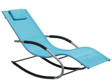 Chaise longue à bascule bleu turquoise CARANO