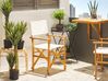 Lot de 2 chaises de jardin bois clair et crème à motif feuilles tropicales CINE_819252