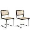 Set of 2 Rattan Dining Chairs Natural and Black CORDOVA_885304