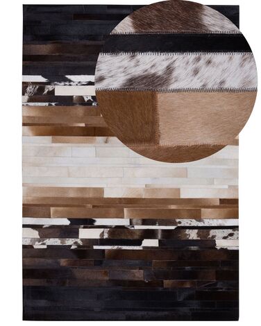 Teppich Kuhfell schwarz-beige 140 x 200 cm Patchwork DALYAN