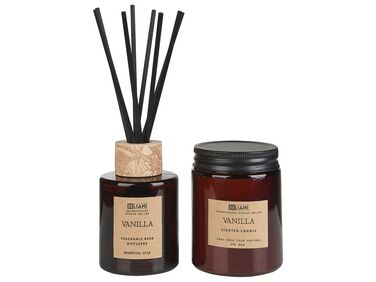 Soy Wax Candle and Reed Diffuser Scented Set Vanilla DARK ELEGANCE
