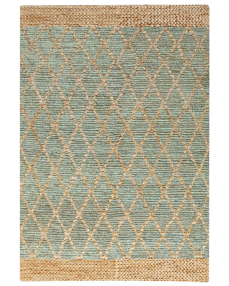 Teppich Jute grün / beige 160 x 230 cm geometrisches Muster Kurzflor TELLIKAYA_903973