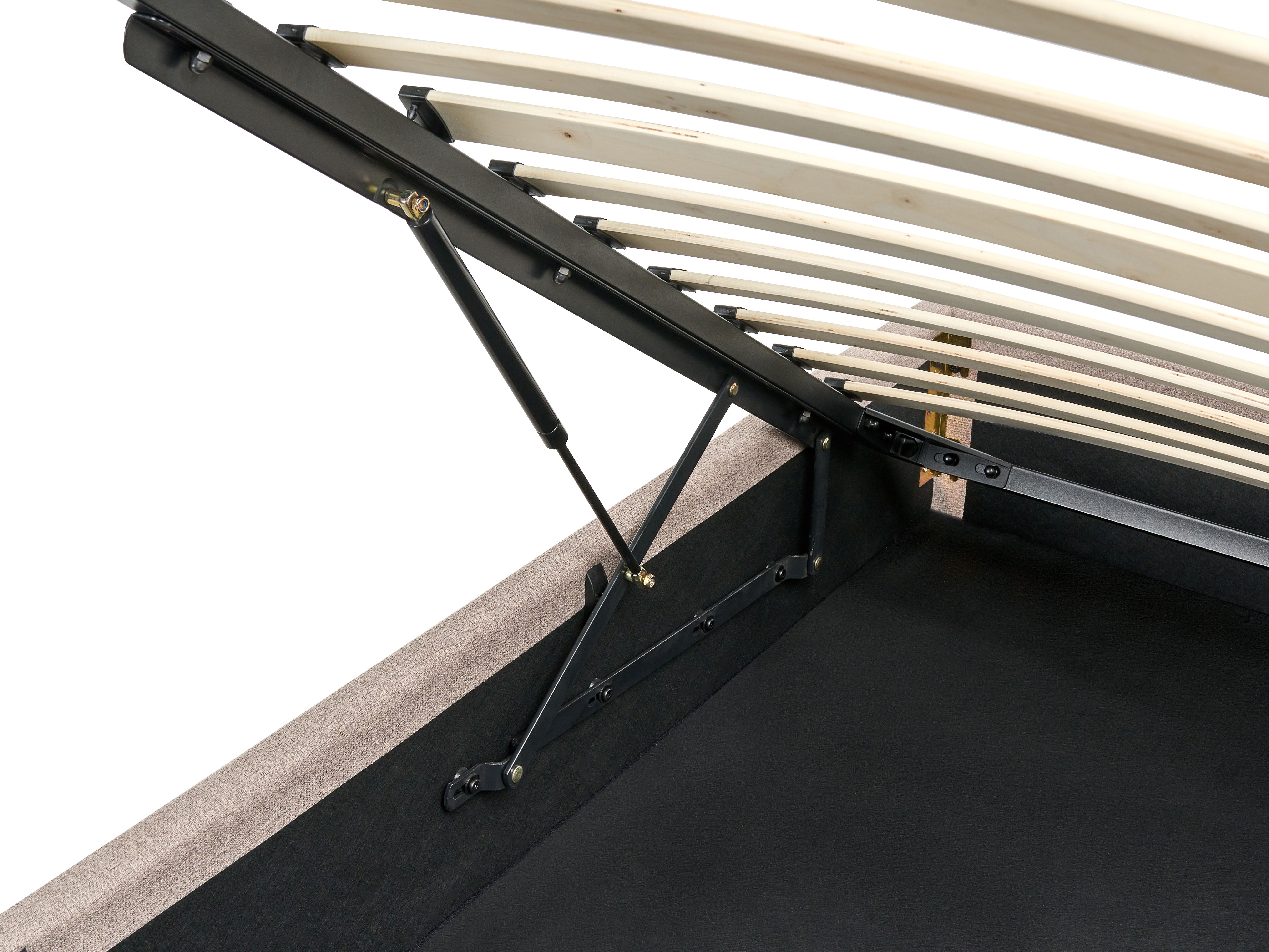 Łóżko z pojemnikiem tapicerowane 90 x 200 cm beżowe DINAN