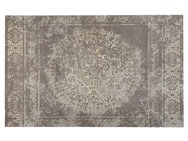Teppich Baumwolle taupe 140 x 200 cm orientalisches Muster Kurzflor BEYKOZ