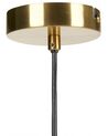 Lampe suspension en métal doré et bois clair BARGO_872868