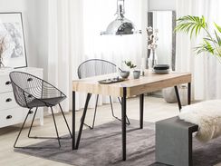 Ruokapöytä vaalea puu/musta 130 x 80 cm CAMBELL Ruokapöytä vaalea puu/musta 130 x 80 cm CAMBELL