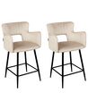 Set of 2 Velvet Bar Chairs Taupe SANILAC_912726