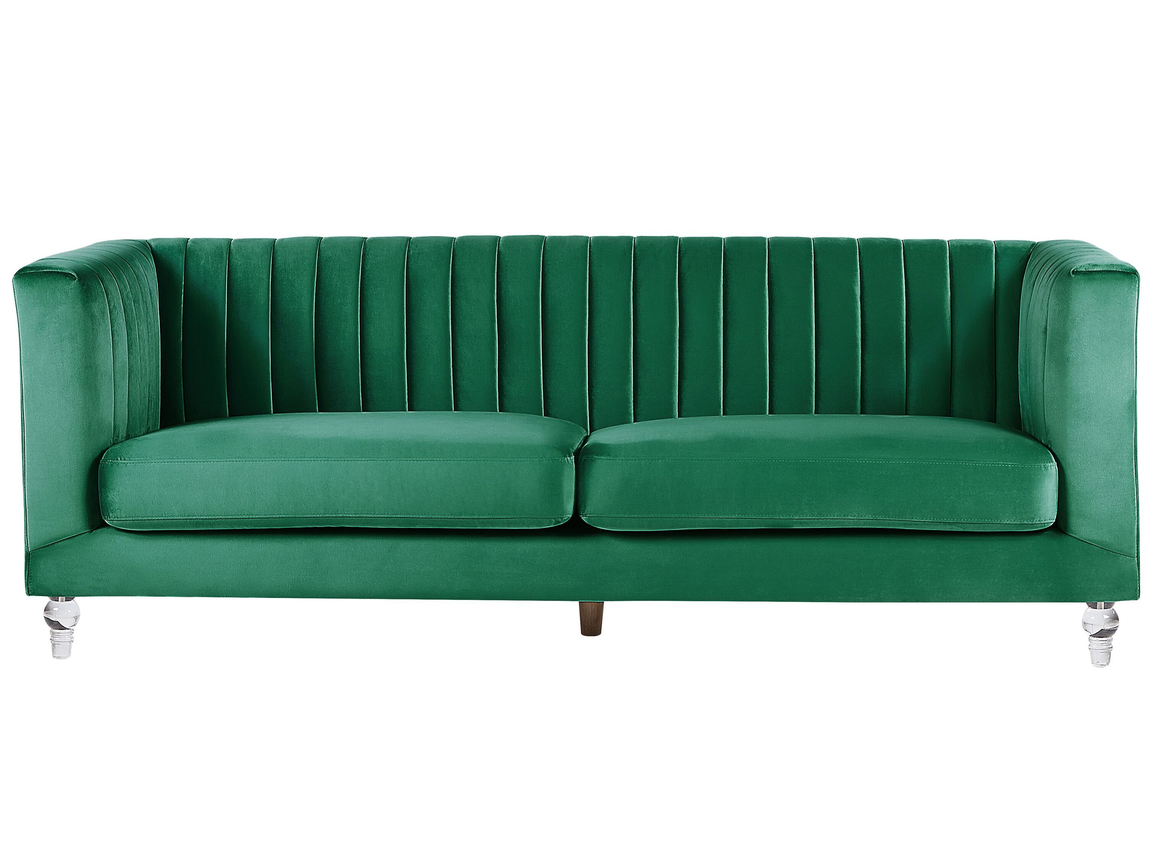 3 Seater Velvet Fabric Sofa Green
