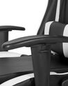 Bürostuhl Kunstleder schwarz / weiß höhenverstellbar mit Fußstütze GAMER_738342