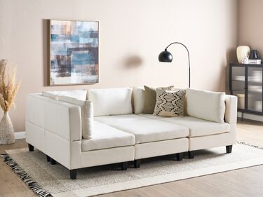 5-Seater Modular Fabric Sofa with Ottoman White UNSTAD