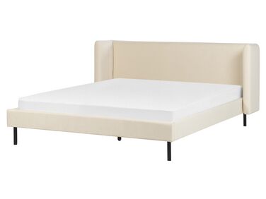 Zamatová posteľ 160 x 200 cm béžová ARETTE