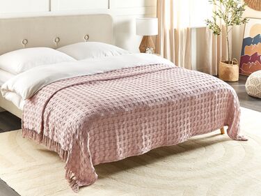 Cotton Bedspread 200 x 220 cm Pink BERE