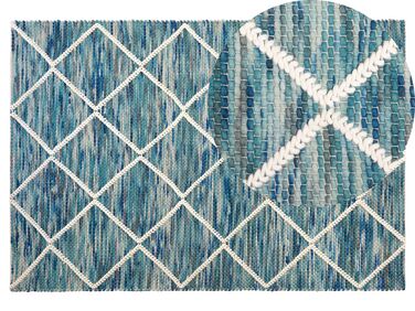 Vlnený koberec 140 x 200 cm modrá/biela BELENLI