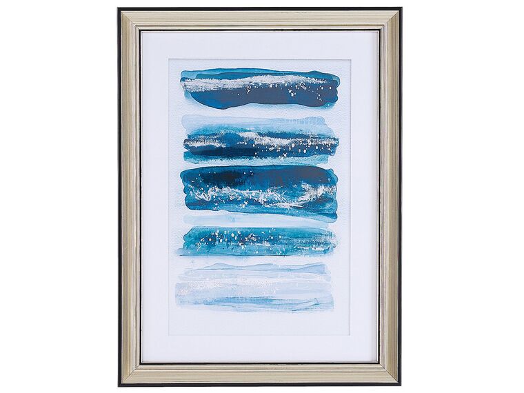 Abstract Sea Waves Framed Wall Art 30 x 40 cm Blue FERATE_784351