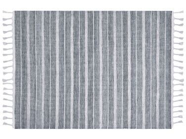 Outdoor Teppich hellgrau / weiß 160 x 230 cm Streifenmuster Kurzflor BADEMLI