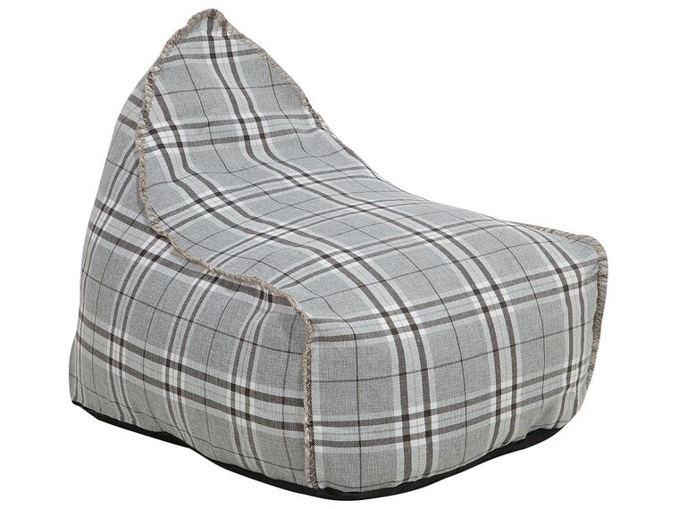 Linen Bean Bag Chair Checked Grey DROP_708870