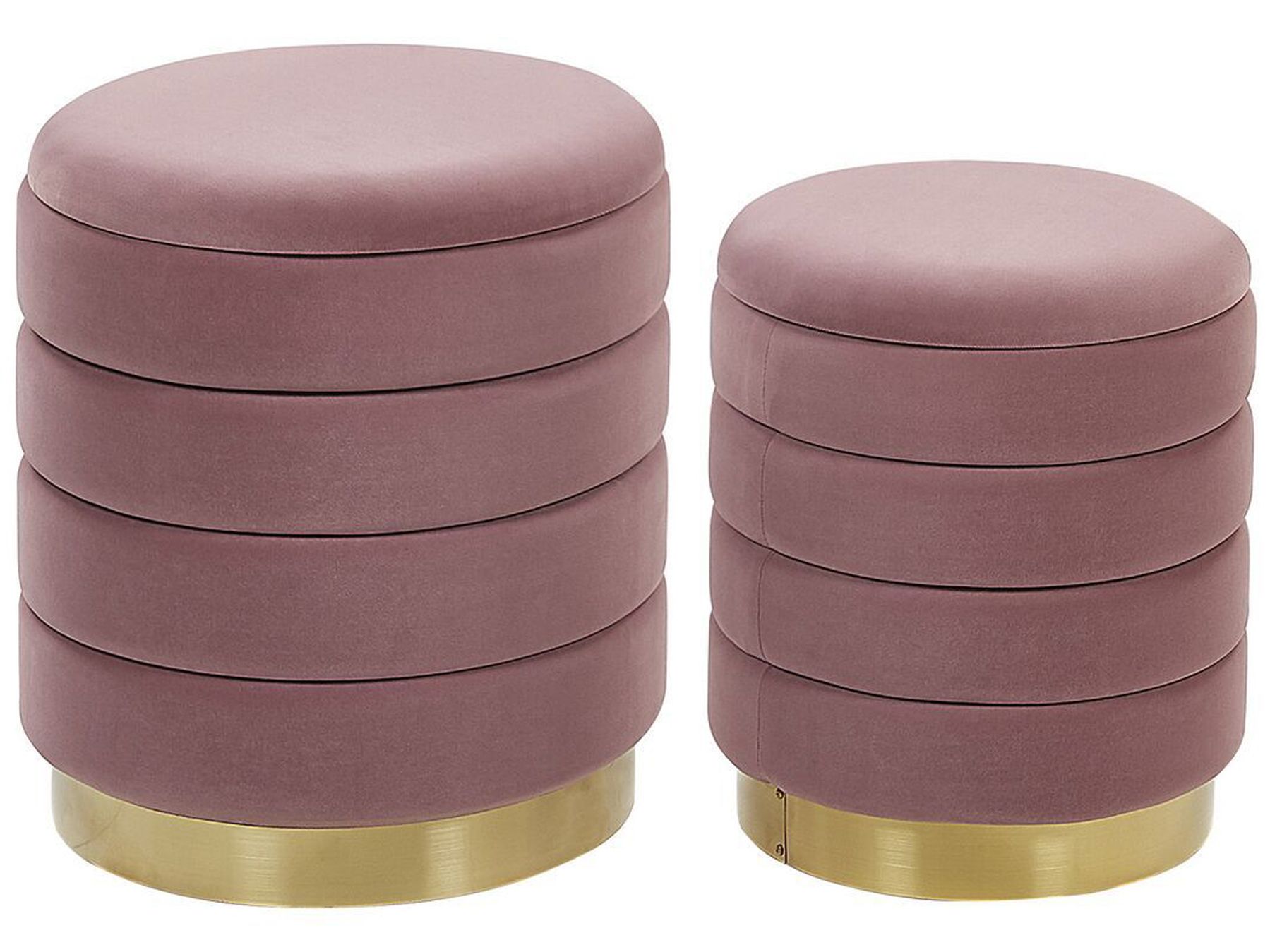 Pouf Samtstoff mit Stauraum rosa 2er Set GARLAND Beliani.de