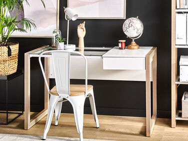 1 Drawer Home Office Desk 120 x 60 cm White with Light Wood JENKS