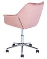 Krzesło biurowe regulowane welurowe różowe LABELLE_854925