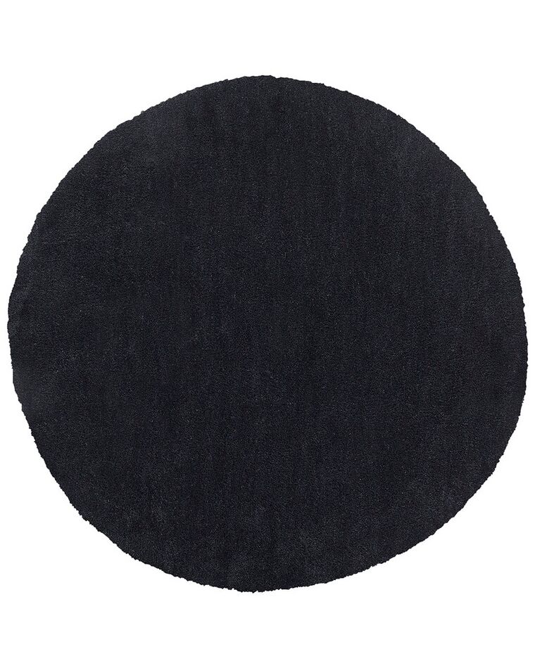 Shaggy Round Area Rug ⌀ 140 cm Black DEMRE | Beliani.co.uk