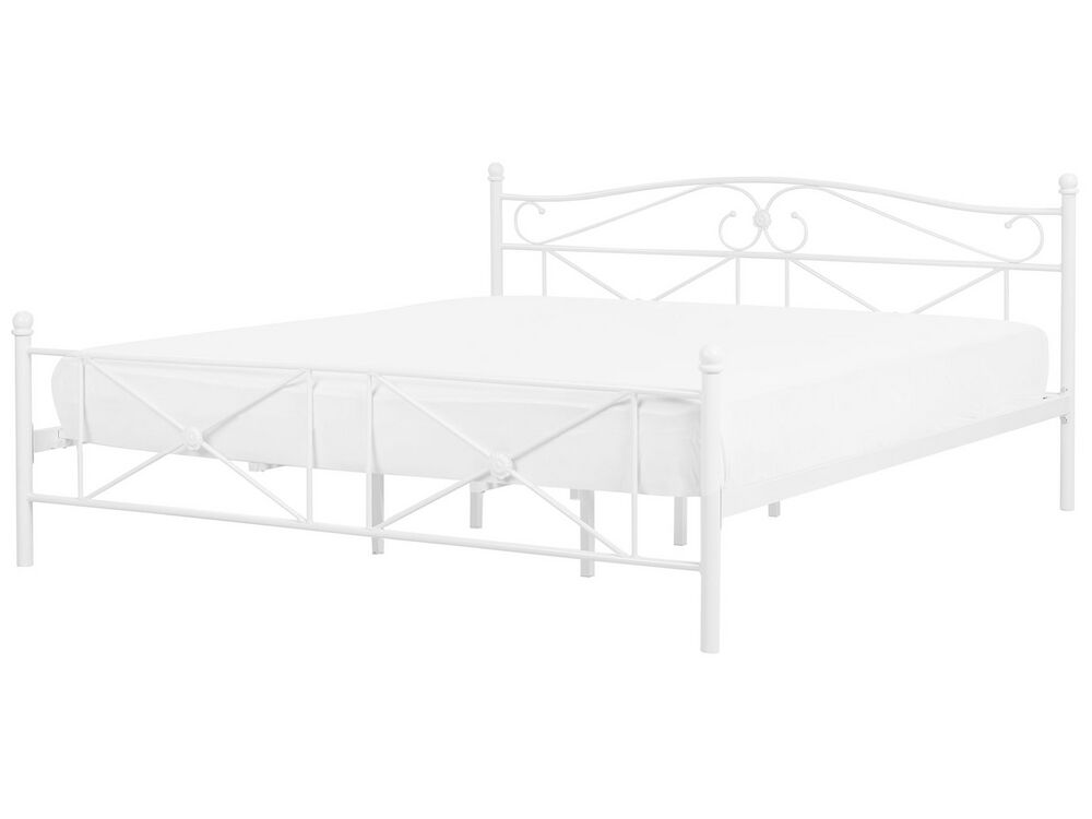 Metal EU Super King Size Bed White RODEZ Beliani