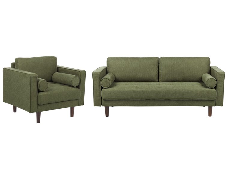 Conjunto de sofás 4 lugares em tecido verde NURMO_896037