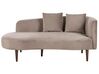 Right Hand Velvet Chaise Lounge Taupe CHAUMONT_880835