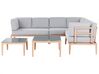 Lounge Set Aluminium heller Holzfarbton 6-Sitzer linksseitig modular Auflagen hellgrau RIMA III_828867