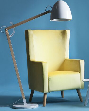 Velvet Wingback Chair Yellow ONEIDA