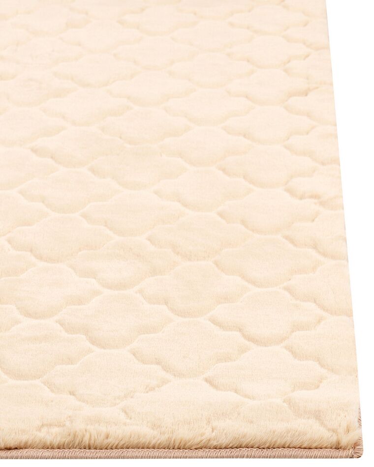 Faux Rabbit Fur Rug 80 x 150 cm Beige GHARO Beliani.co.uk