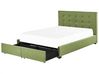 Łóżko z szufladami tapicerowane 140 x 200 cm zielone LA ROCHELLE_832958