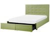 Fabric EU Double Size Bed with Storage Green LA ROCHELLE_832958