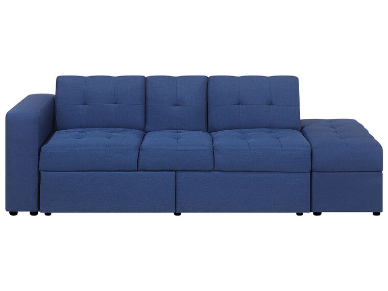 Sofá-cama de 3 lugares com repousa-pés  em tecido azul marinho  FALSTER_751467