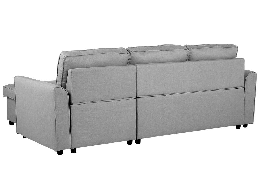 Right Hand Fabric Corner Sofa Bed with Storage Grey NESNA Beliani.co.uk