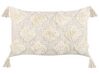 Bawełniana poduszka dekoracyjna tuftowana z frędzlami 35 x 55 cm beżowa PAPAVER_839004