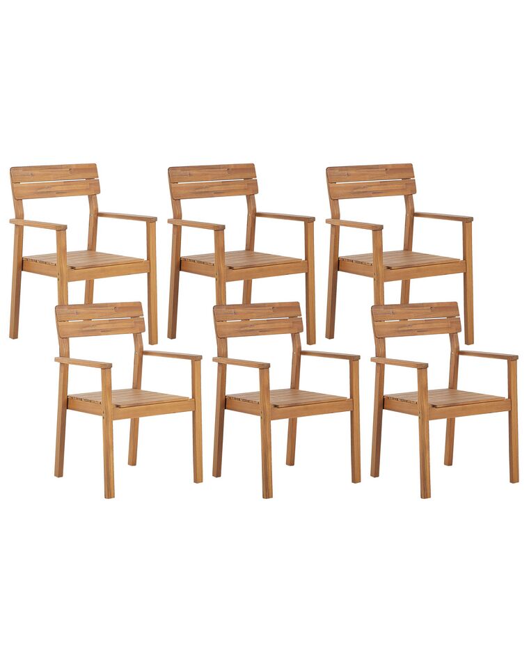 Conjunto de 6 cadeiras em madeira de acácia clara FORNELLI_823604