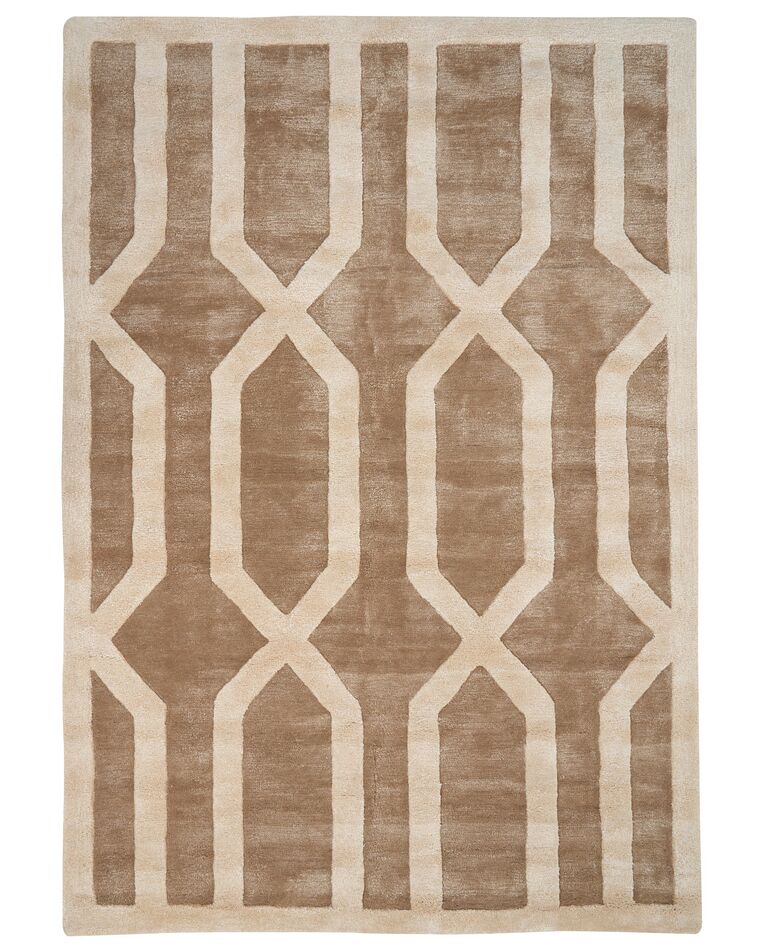 Teppich Viskose braun / hellbeige 160 x 230 cm geometrisches Muster Kurzflor MAHRIN_904600