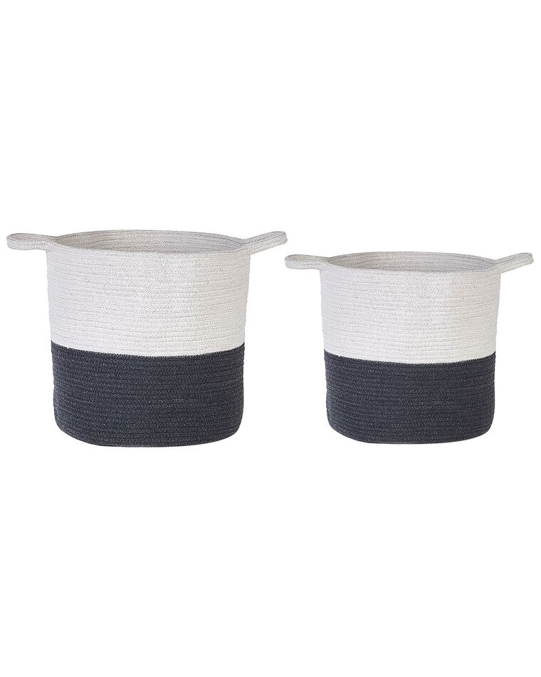 Set of 2 Cotton Baskets White and Black PAZHA_840616