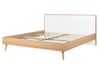 Bett heller Holzfarbton / weiß 160 x 200 cm mit LED-Beleuchtung bunt SERRIS _748236