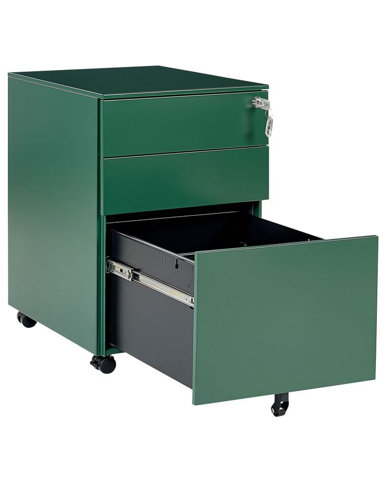 Aktenschrank Aus Stahl Schwarz - 3 Schubladen Auf Rollen 60x39x50cm