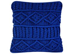 Koristetyyny puuvilla sininen makramee 45 x 45 cm KARATAS Koristetyyny puuvilla sininen makramee 45 x 45 cm KARATAS