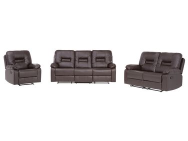 Faux Leather Manual Recliner Living Room Set Brown BERGEN