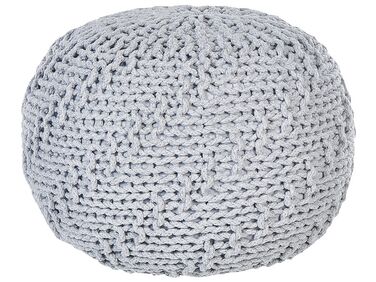 Cotton Knitted Pouffe 50 x 35 cm Grey PRIENE