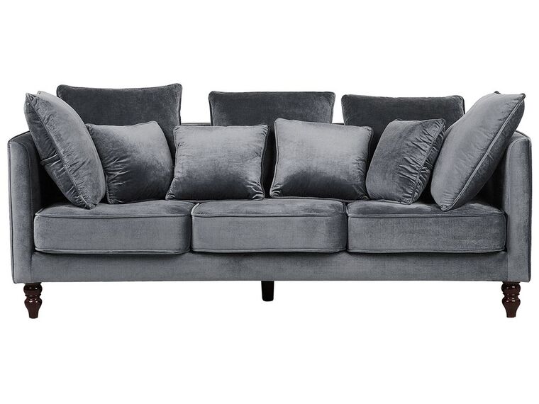 3 Seater Velvet Sofa Grey FENSTAD_732137