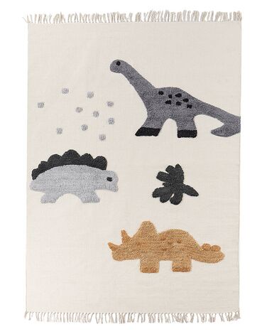 Cotton Kids Area Rug Dinosaurs Print 140 x 200 cm Beige GHARTA